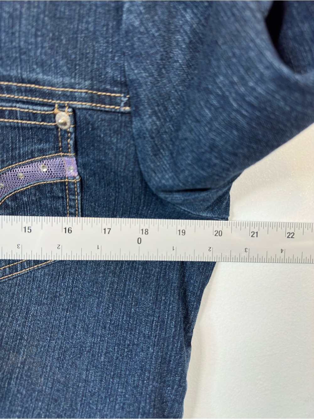 Lady Enyce Cropped Denim Jacket Embellished Size XL VTG Y2K Western Streetwear - Picture 9 of 12